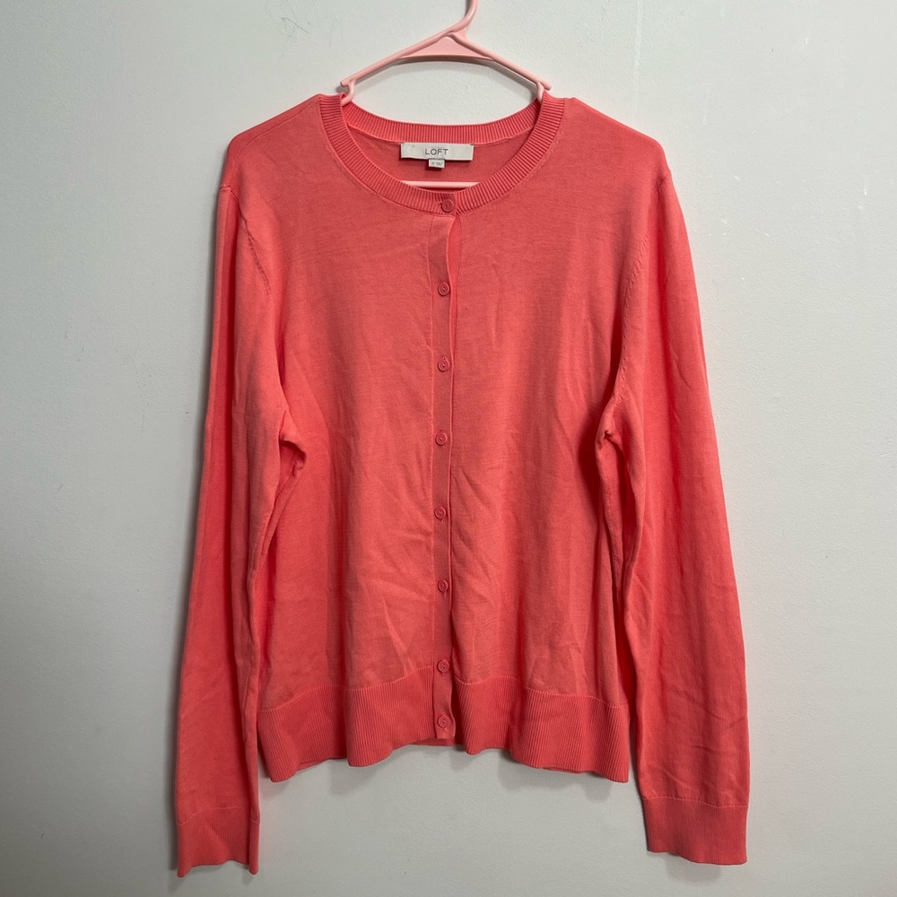 LOFT Women’s XL Peach Button Up Cardigan Sweater